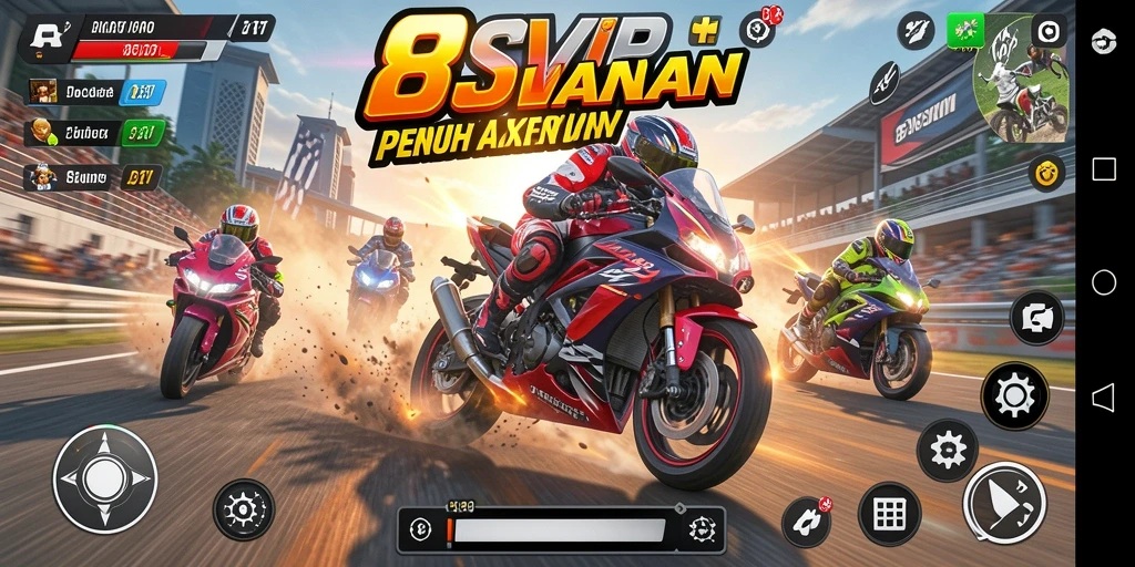 Gameplay seru dalam balapan motor 8SVIP.