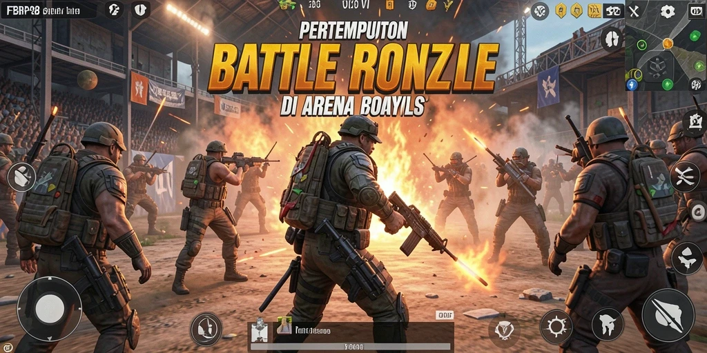 Tangkapan layar utama FBRP88 menampilkan aksi menegangkan dalam pertempuran Battle Royale.