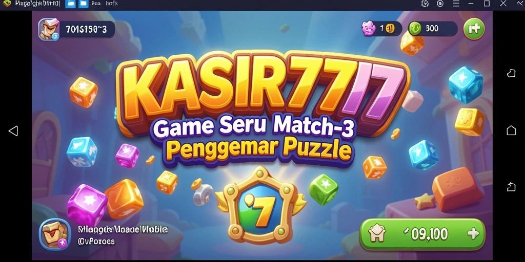 Screenshot KASIR777 menampilkan gameplay seru Match-3 yang penuh warna.