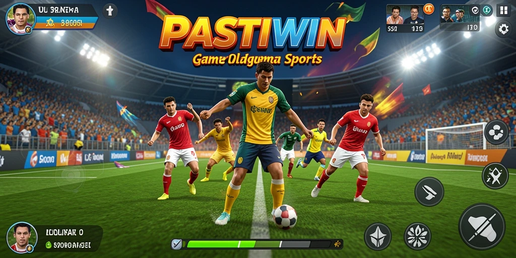 Screenshot PASTIWIN menunjukkan aksi seru di lapangan olahraga.