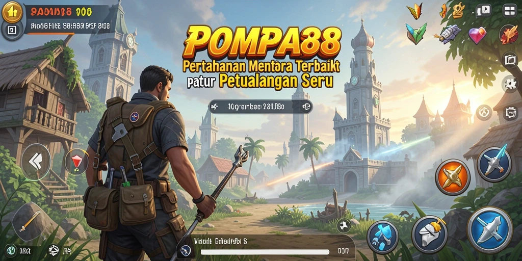 Gameplay seru POMPA88 dengan menara strategis melawan gelombang musuh.