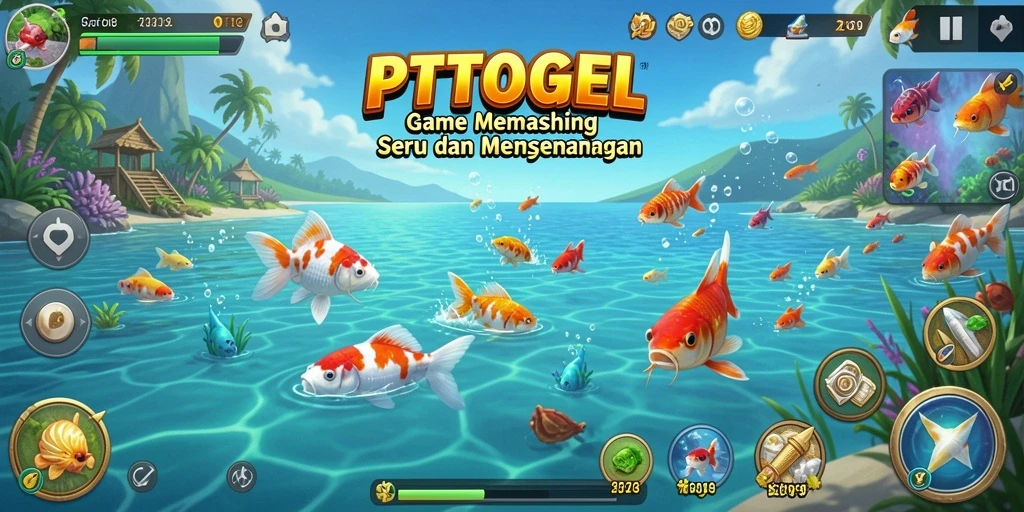 Screenshot gameplay PTTOGEL dengan aksi memancing seru.