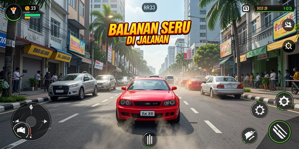 Gameplay Racing yang mendebarkan dan seru saat bermain RR33.